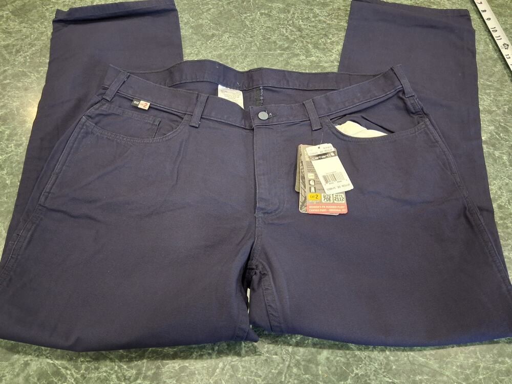 Carhartt Women FR Rugged Flex Canvas Cargo Pants Navy Mid Rise Straight 6 R NWT